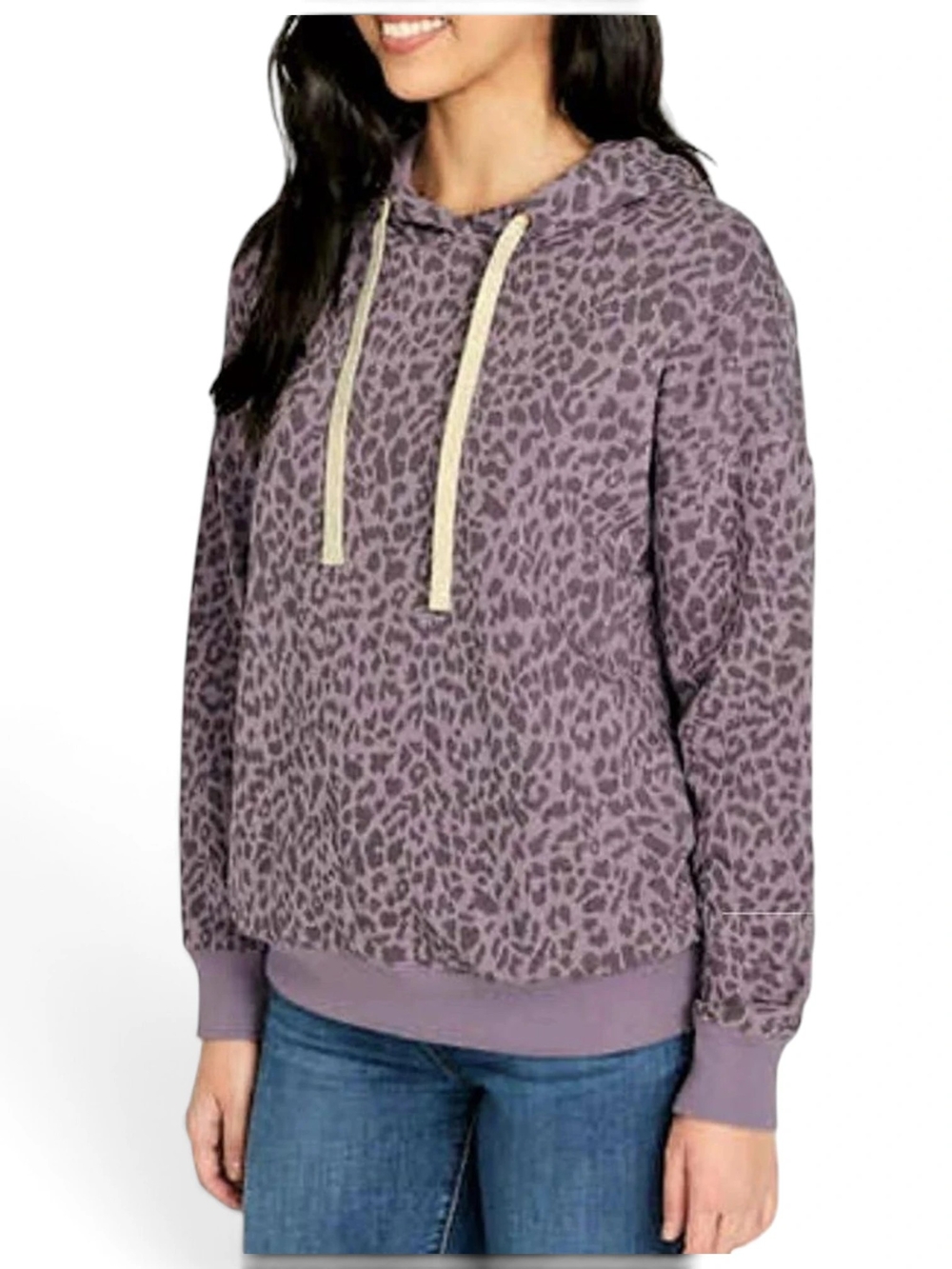 Buffalo David Bitton Iris Leopard Print Hoodie Sweatshirt – Pink /Purple Size XL